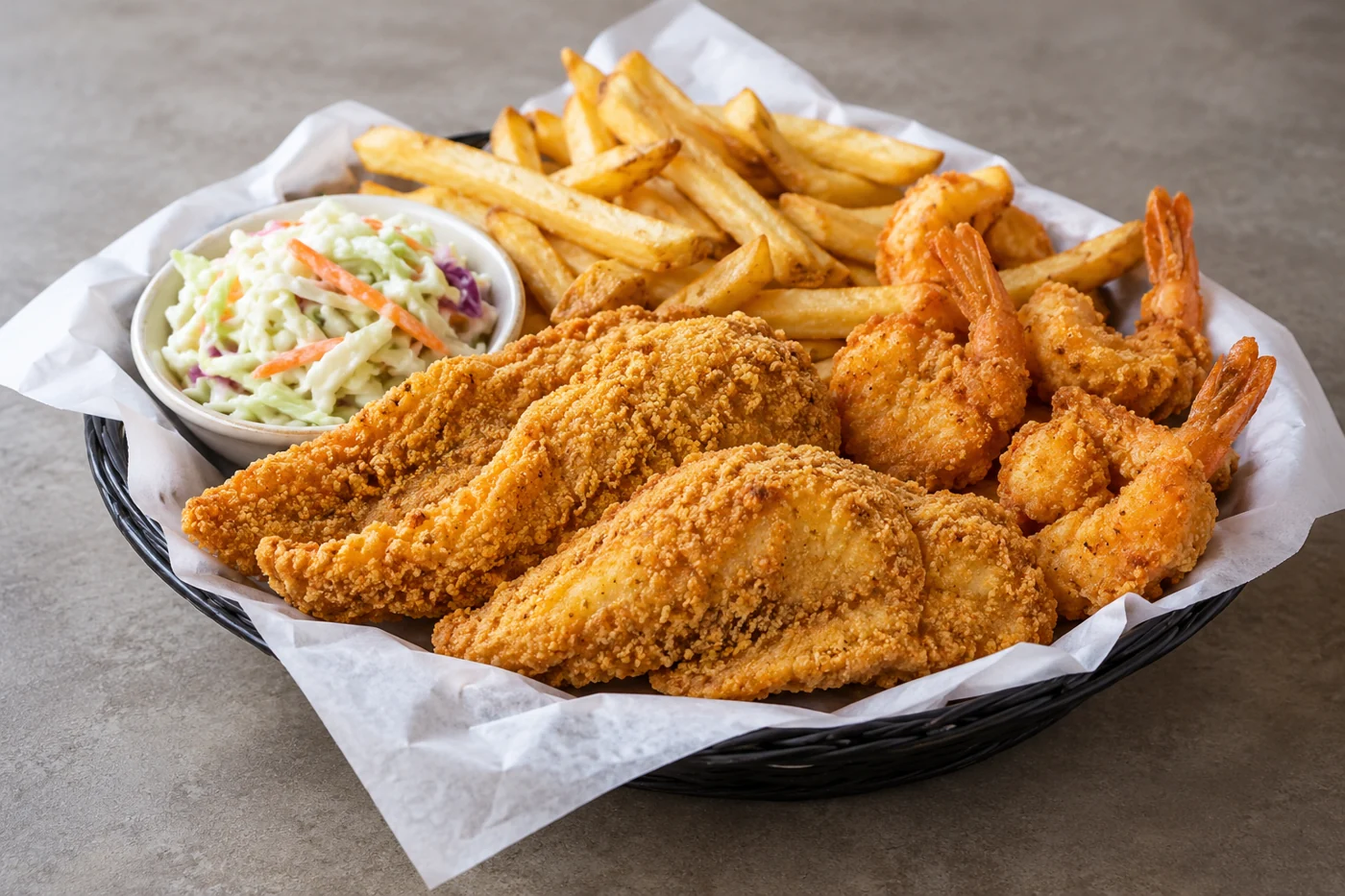 Catfish & Shrimp Combo — illustrative serving suggestion