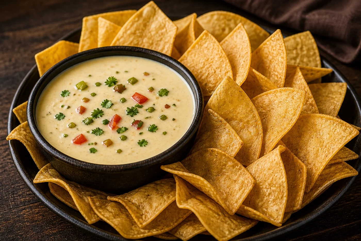 Queso & Chips — illustrative serving suggestion